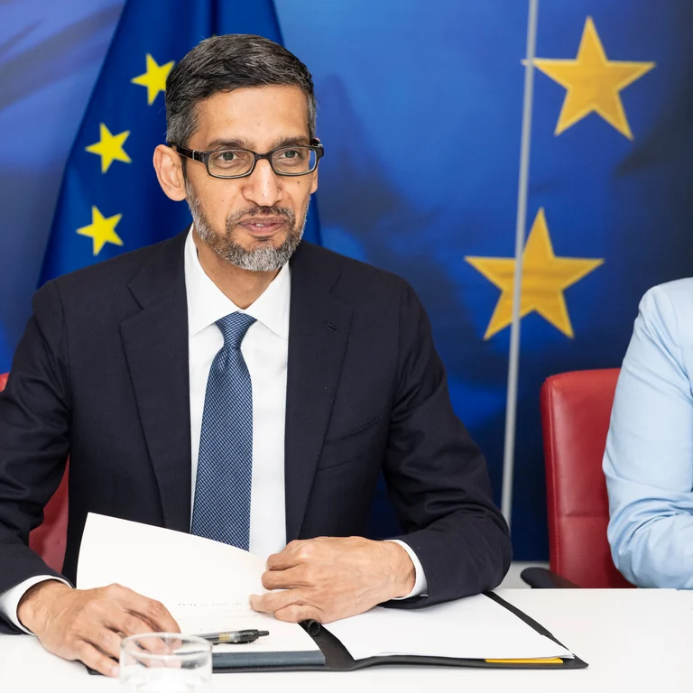 Original editorial portrait illustration for Sundar Pichai